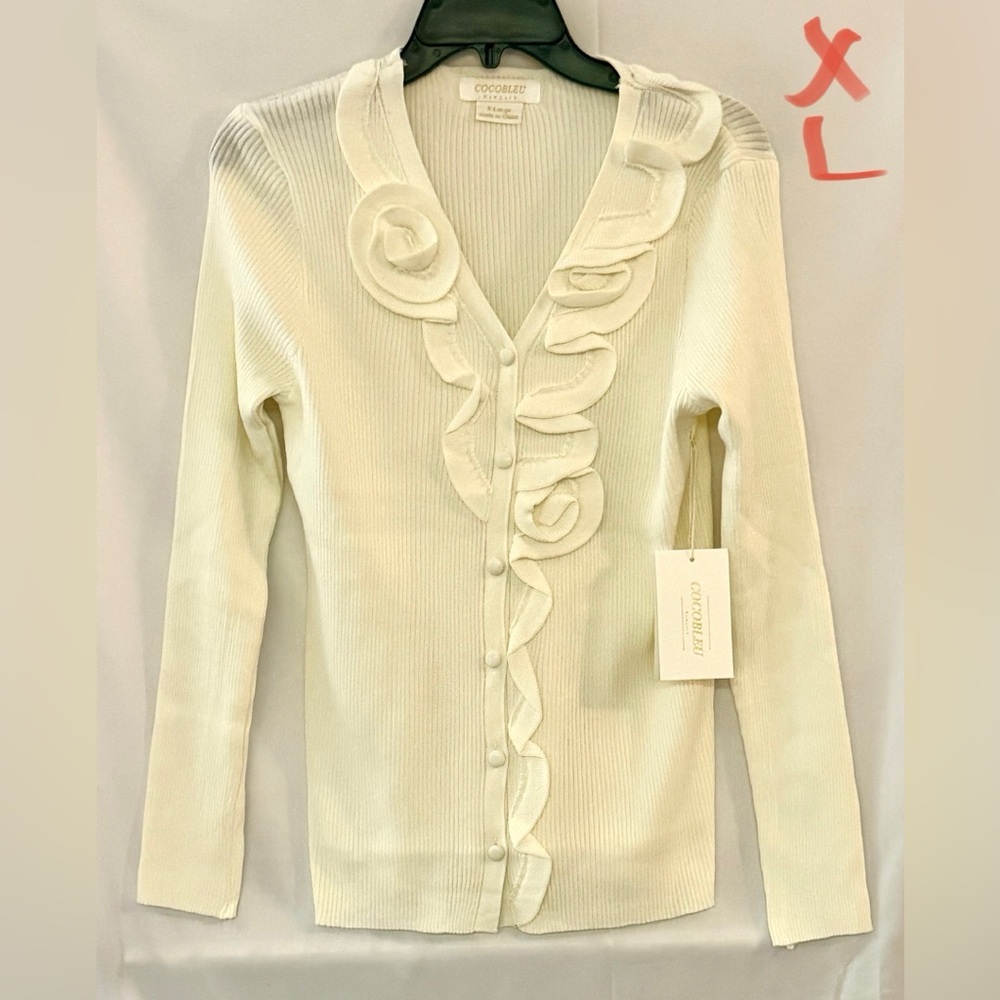 Coogee Women's Cream Ruffle Cardigan